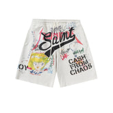 Saint Michael Graffiti Anime Graphic Collaged Sweat Shorts
