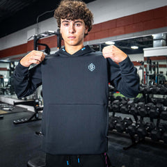 Diamond Tech Side Vented Youth Hoodie - Black/Light Blue