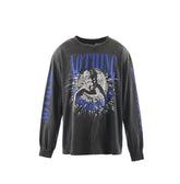 Saint Michael Distressed Graphic Art Long Sleeve Sweatshirt