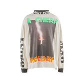 Saint Michael Mock-Neck Photo Print Long Sleeve Sweatshirt