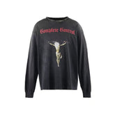 Saint Michael Gothic Figure & Text Print Sweatshirt