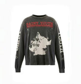 Saint Michael Photo Print & Slogan Typography Sweatshirt