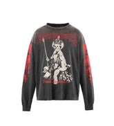 Saint Michael Graphic Art & Kiss Slogan Sweatshirt