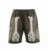 Saint Michael Skeleton Bone Print Anarchy Graphic Sweat Shorts
