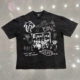 Mixed Emotion Distressed Handwritten Graphic Tee