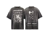 Saint Michael Graphic Skull & Stud Pattern Vintage T-Shirt