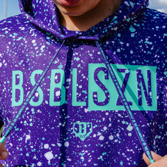 BSBL-SZN Youth Short Sleeve Hoodie V3 - Splatter Purple/Teal