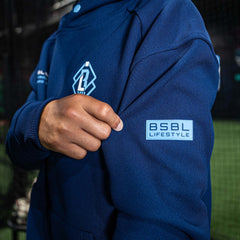 Off-Field Waffle Performance Youth Hoodie - Navy/Light Blue