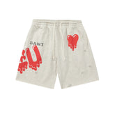 Saint Michael Dripping Heart & Lettering Graphic Sweat Shorts