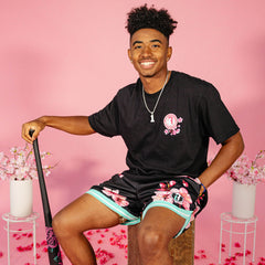 Cherry Blossoms Court Shorts - Black