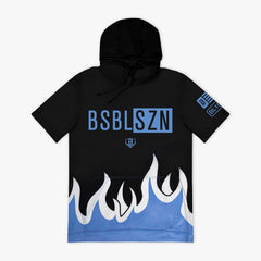 BSBL-SZN V2 Short Sleeve Hoodie - Flames Blue
