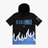BSBL-SZN V2 Short Sleeve Youth Hoodie - Flames Blue