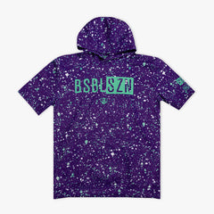 BSBL-SZN Youth Short Sleeve Hoodie V3 - Splatter Purple/Teal