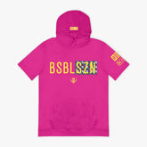 BSBL-SZN Youth Short Sleeve Hoodie V3 - Pink/Smiley Slugger