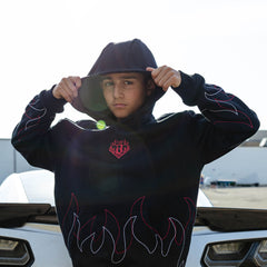 Flames Stitched Youth Hoodie