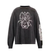 Saint Michael Gothic Illustration & Sleeve Print Sweatshirt