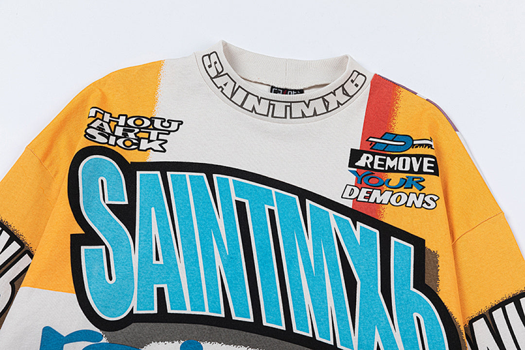Saint Michael Graffiti Collage & Slogan Print Long Sleeve