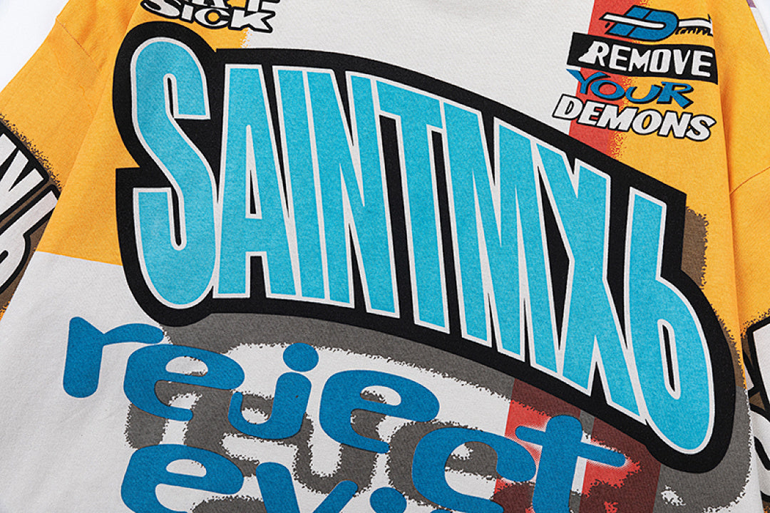 Saint Michael Graffiti Collage & Slogan Print Long Sleeve