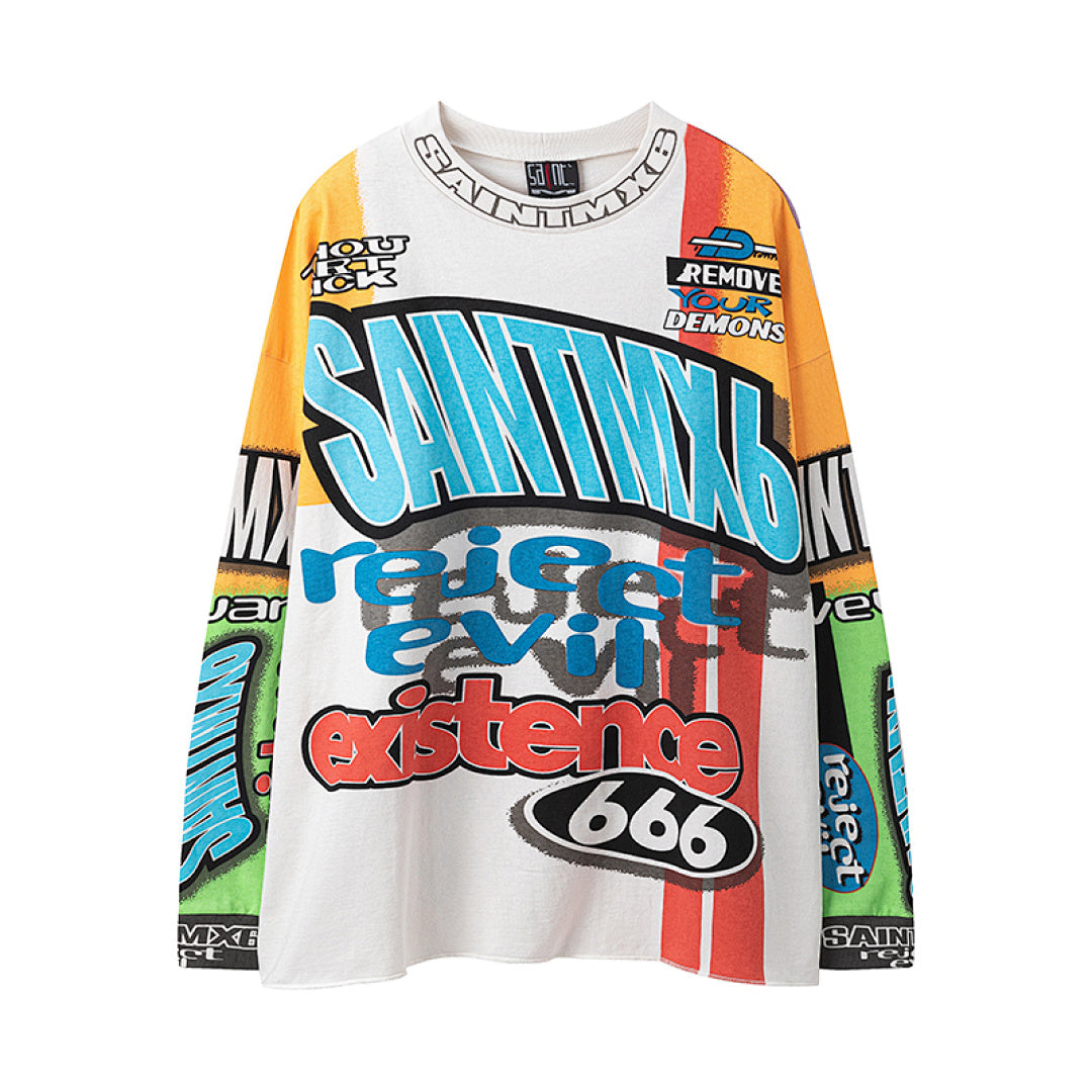 Saint Michael Graffiti Collage & Slogan Print Long Sleeve