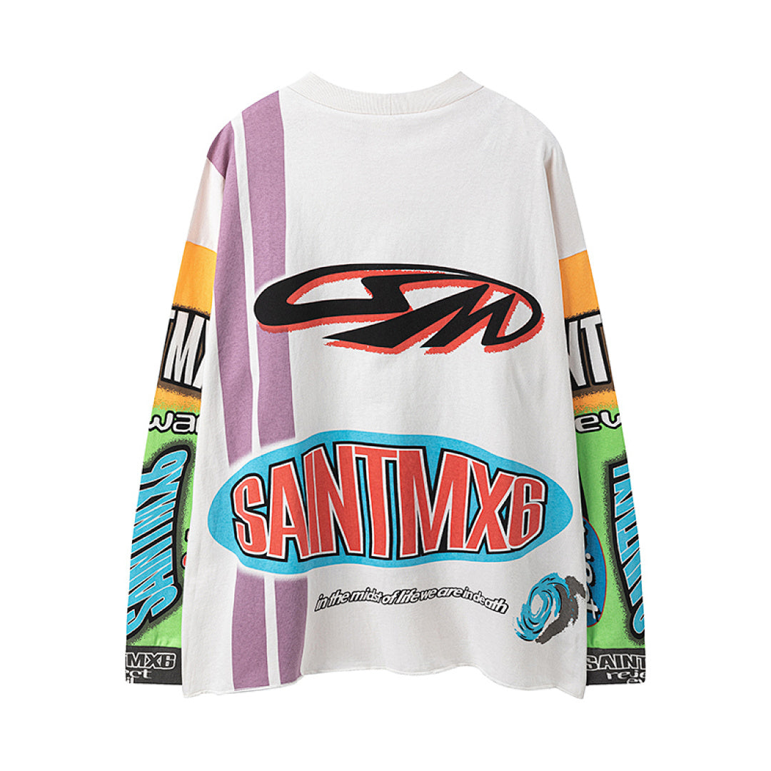 Saint Michael Graffiti Collage & Slogan Print Long Sleeve