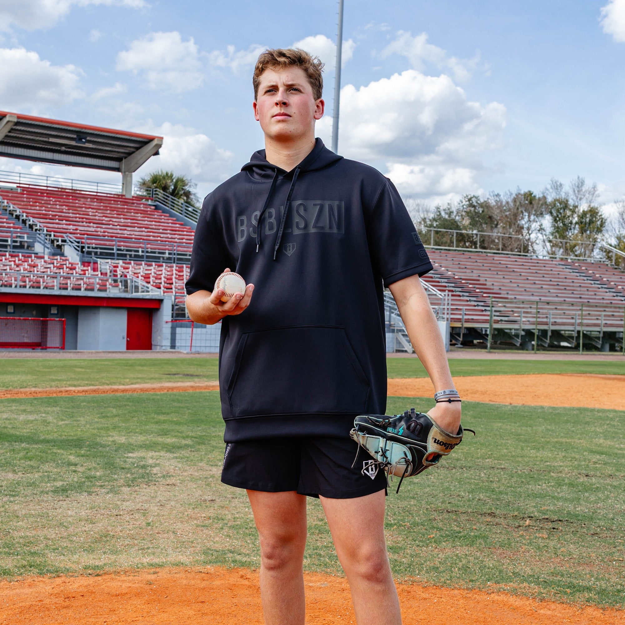 BSBL-SZN Youth Short Sleeve Hoodie V3 - Blackout