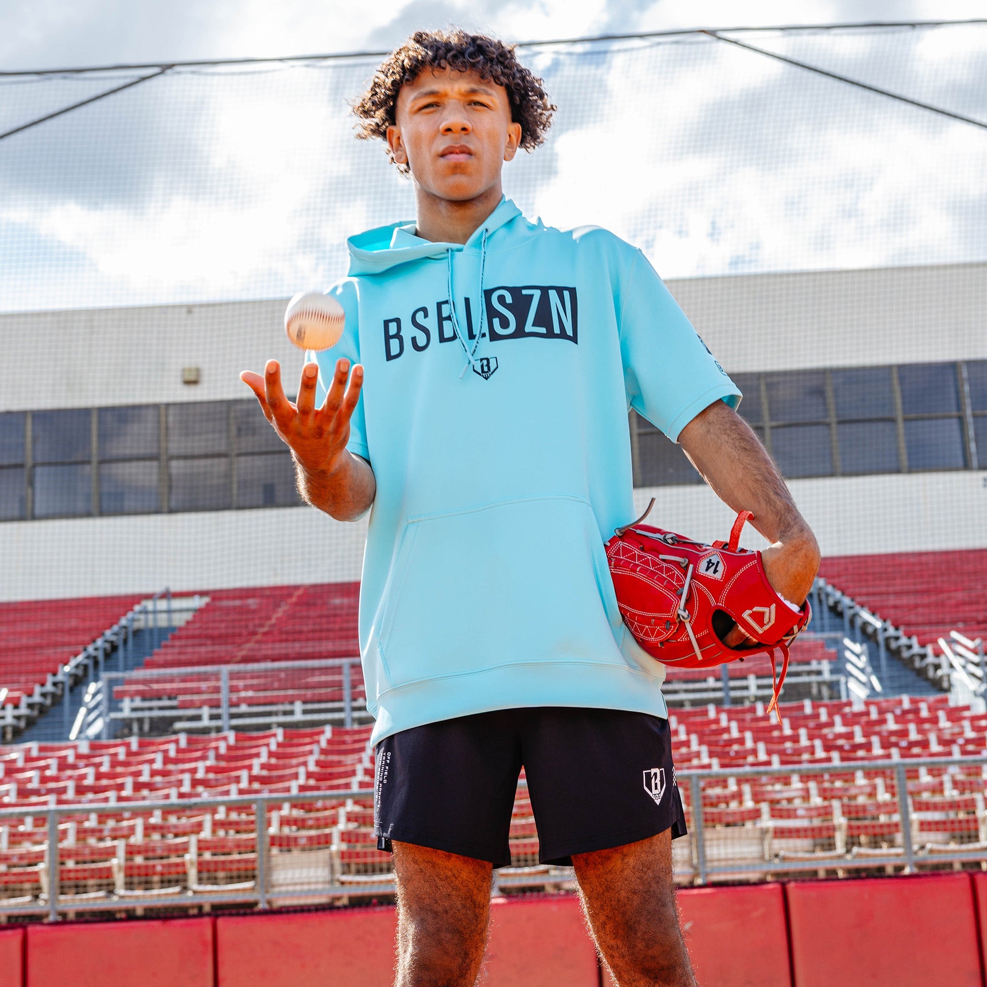 BSBL-SZN Youth Short Sleeve Hoodie V3 - Blue
