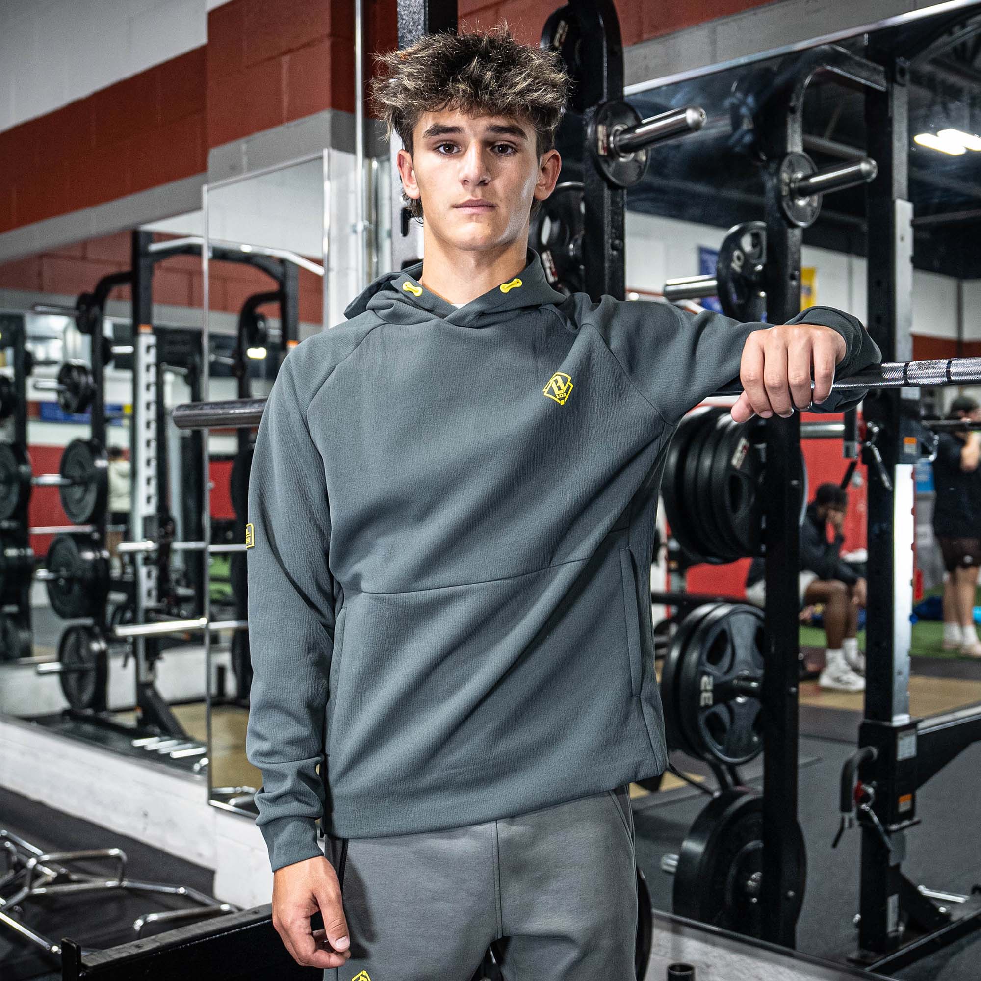 Diamond Tech Side Vented Youth Hoodie - Gray/Yellow