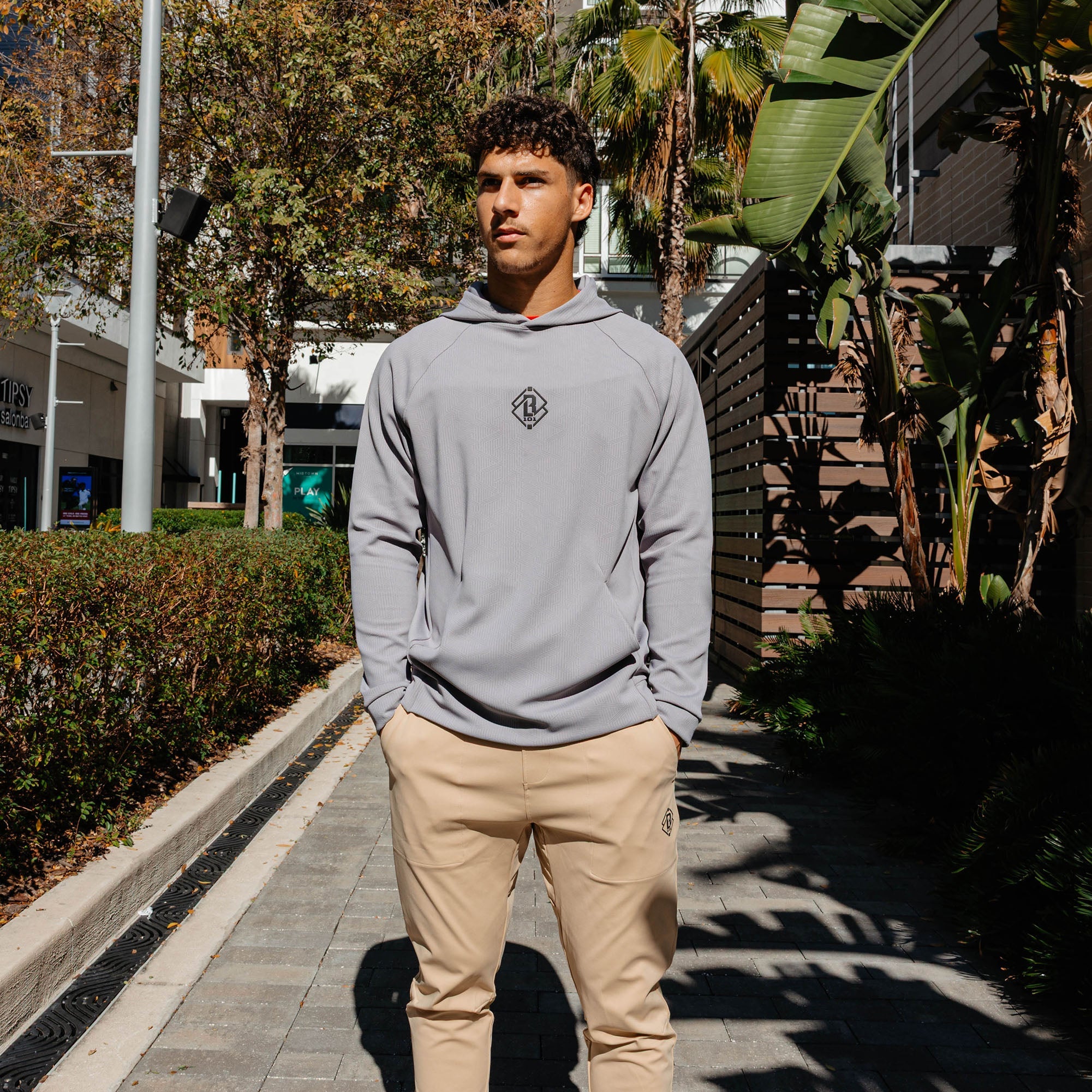 Diamond Tech Jacquard Youth Hoodie - Gray