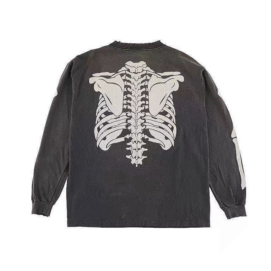 Saint Michael Skeleton Ribcage Graphic Long Sleeve Sweatshirt