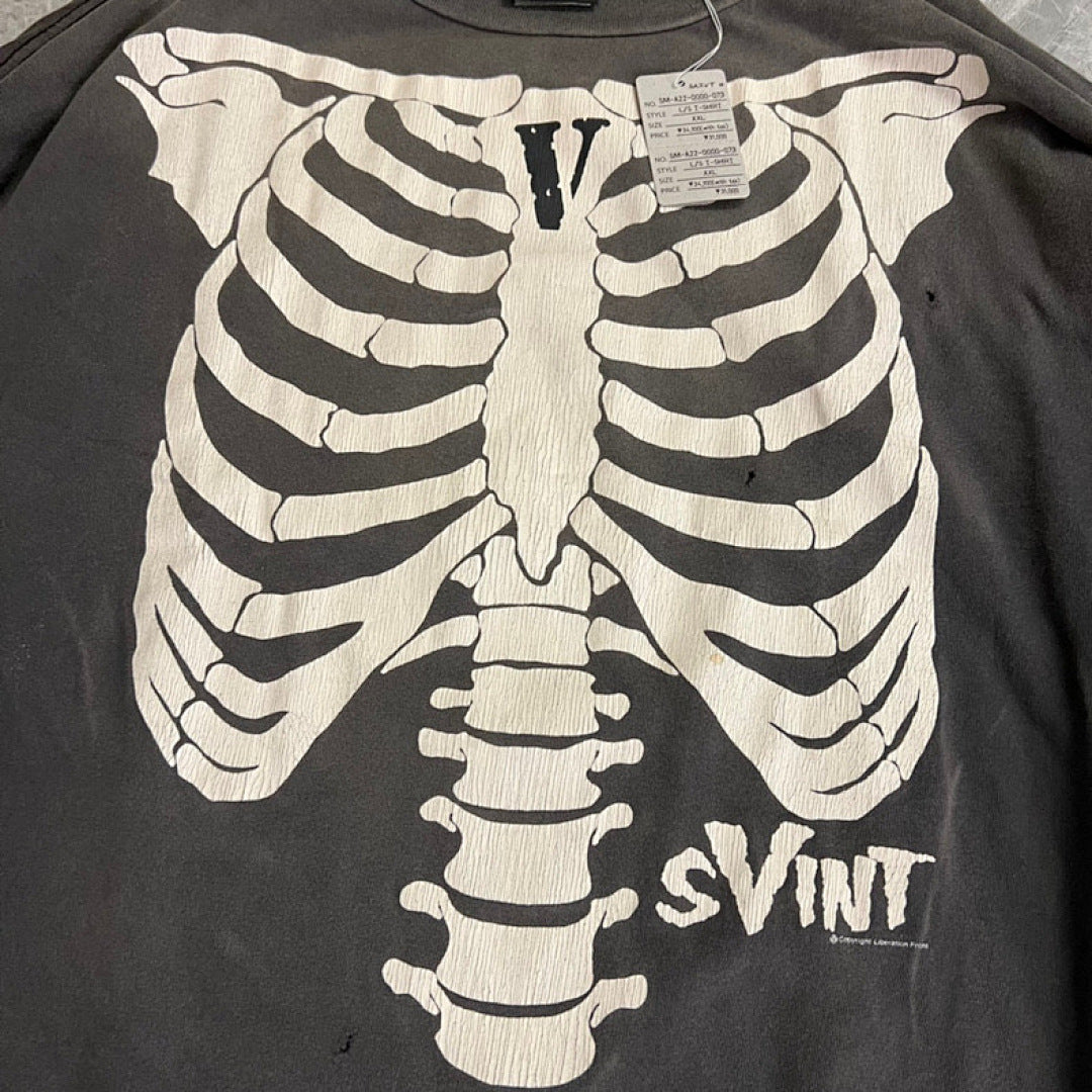 Saint Michael Skeleton Ribcage Graphic Long Sleeve Sweatshirt