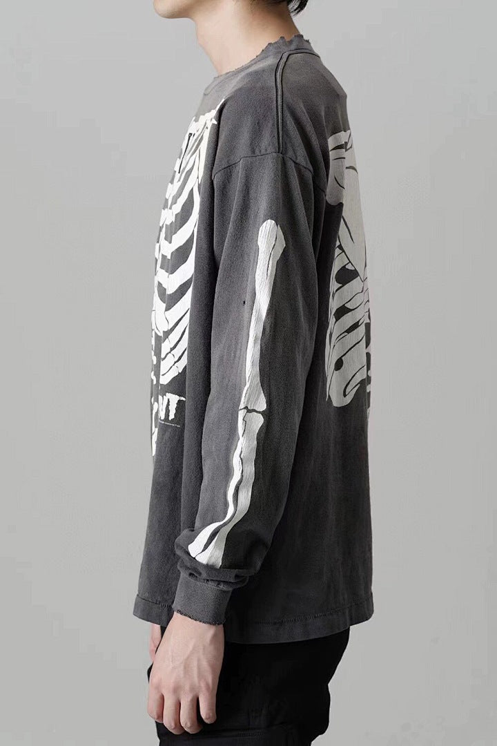 Saint Michael Skeleton Ribcage Graphic Long Sleeve Sweatshirt
