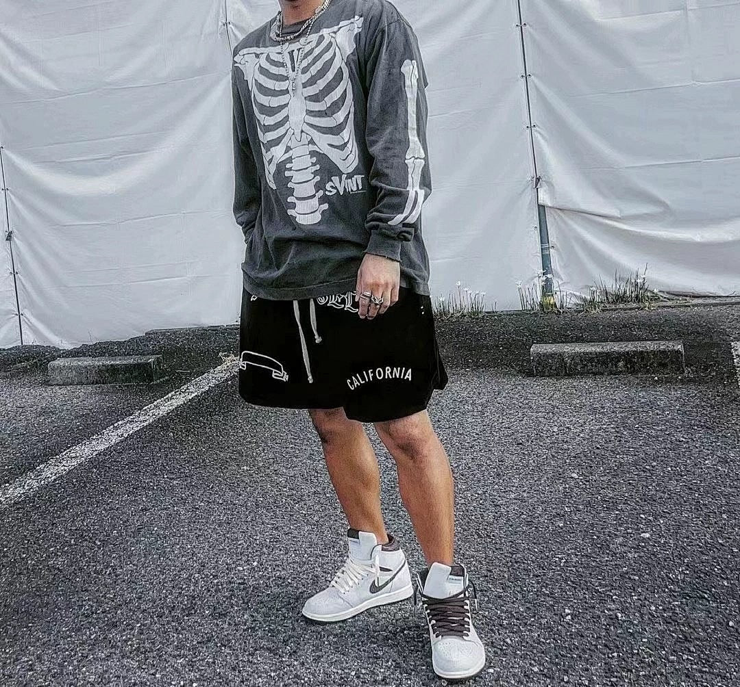 Saint Michael Skeleton Ribcage Graphic Long Sleeve Sweatshirt