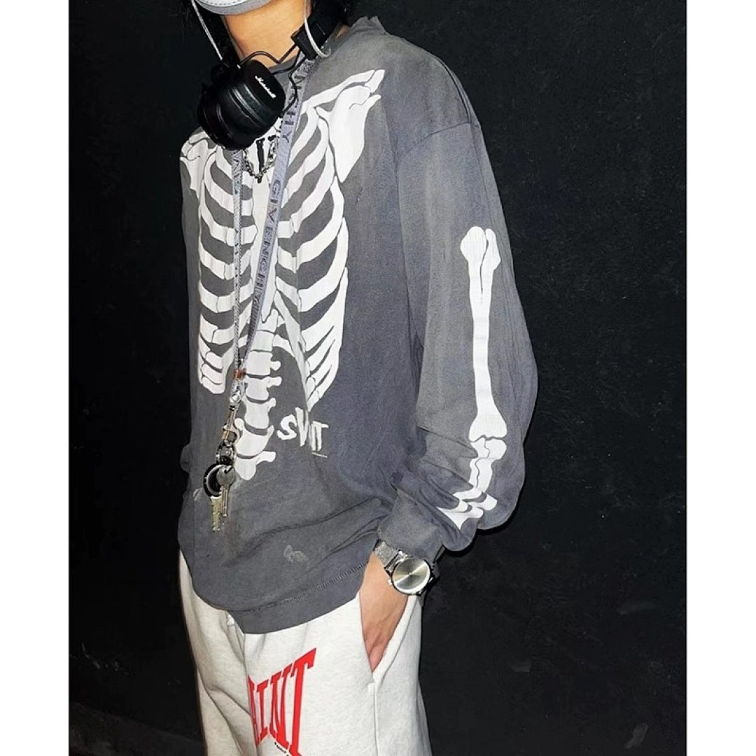 Saint Michael Skeleton Ribcage Graphic Long Sleeve Sweatshirt