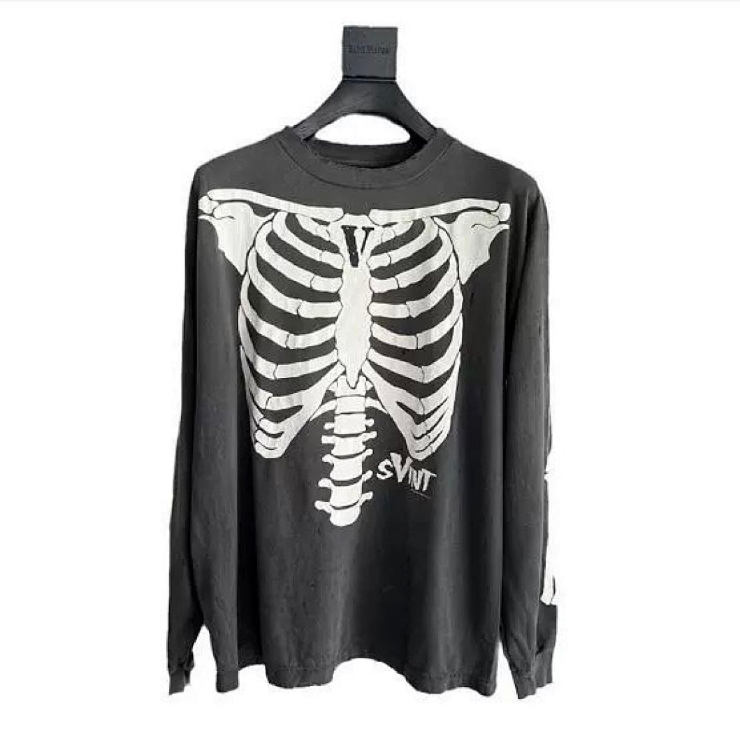 Saint Michael Skeleton Ribcage Graphic Long Sleeve Sweatshirt
