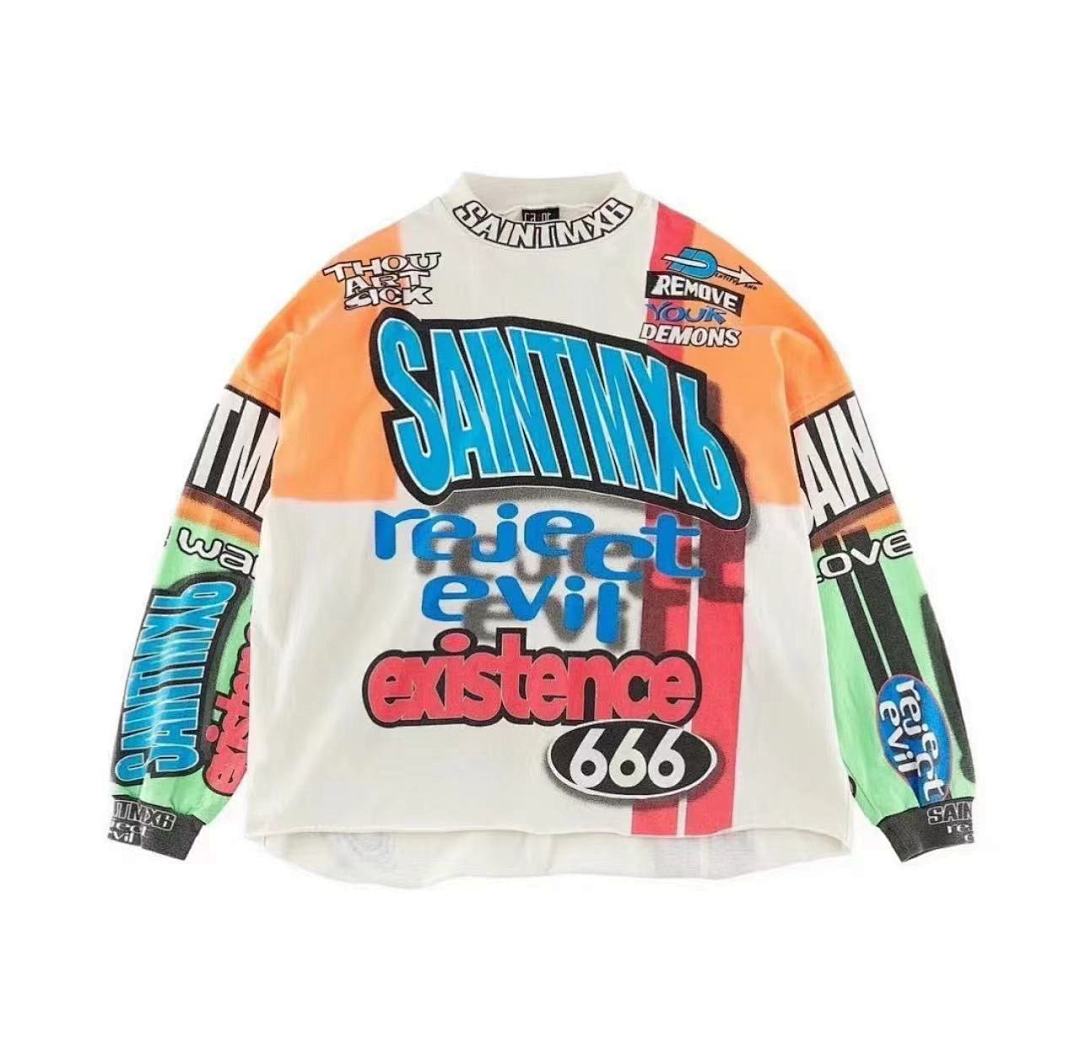 Saint Michael Graffiti Collage & Slogan Print Long Sleeve