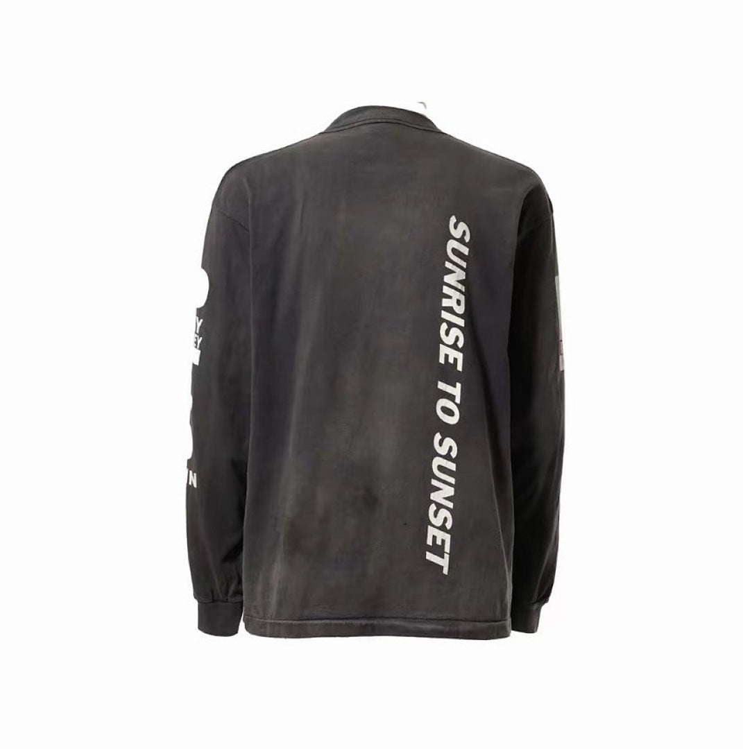 Saint Michael Fire Graphic & Sleeve Print Sweatshirt