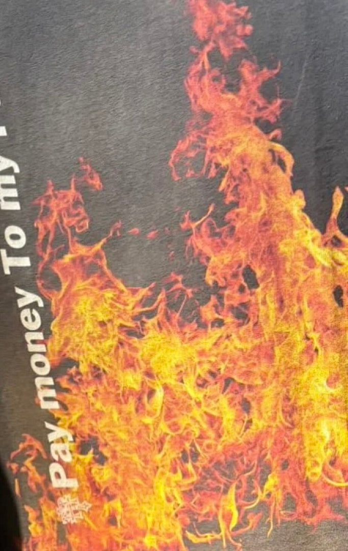 Saint Michael Fire Graphic & Sleeve Print Sweatshirt