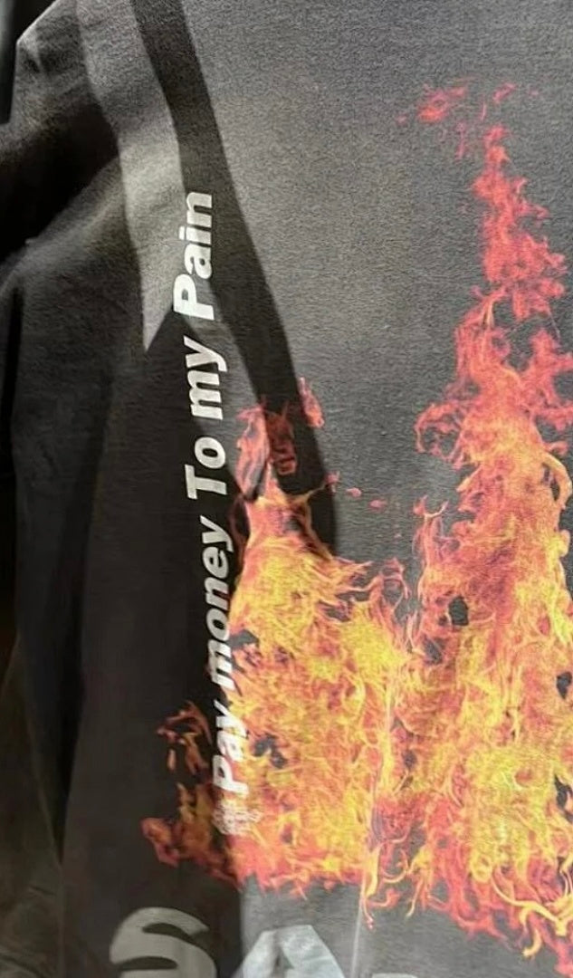 Saint Michael Fire Graphic & Sleeve Print Sweatshirt