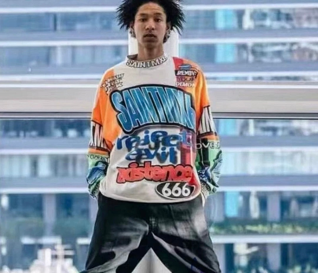 Saint Michael Graffiti Collage & Slogan Print Long Sleeve