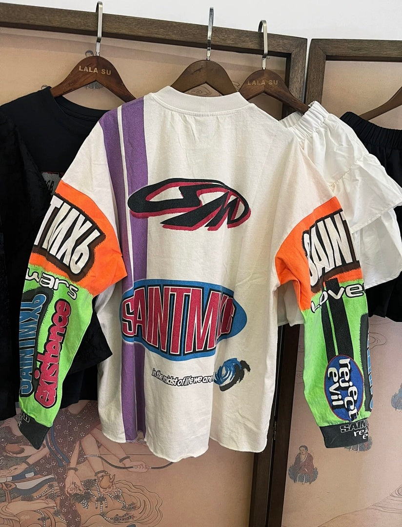 Saint Michael Graffiti Collage & Slogan Print Long Sleeve