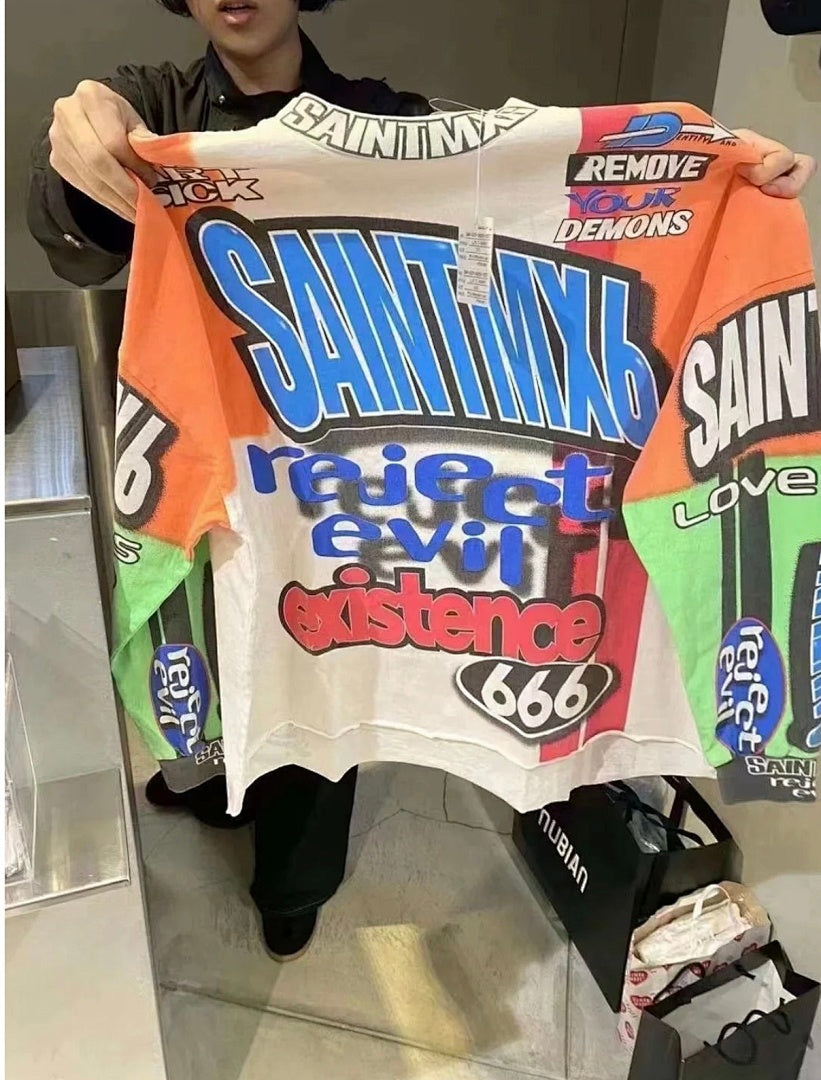 Saint Michael Graffiti Collage & Slogan Print Long Sleeve