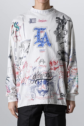 Saint Michael All-Over Doodle & Emblem Graphic Long Sleeve