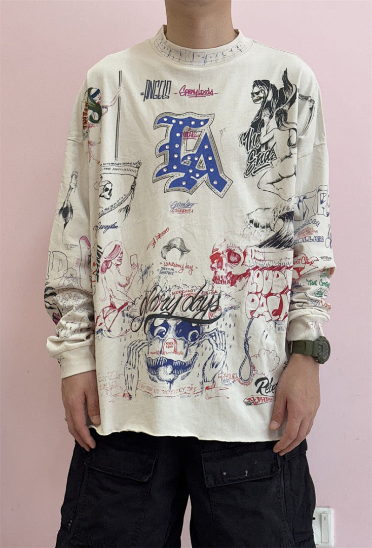 Saint Michael All-Over Doodle & Emblem Graphic Long Sleeve