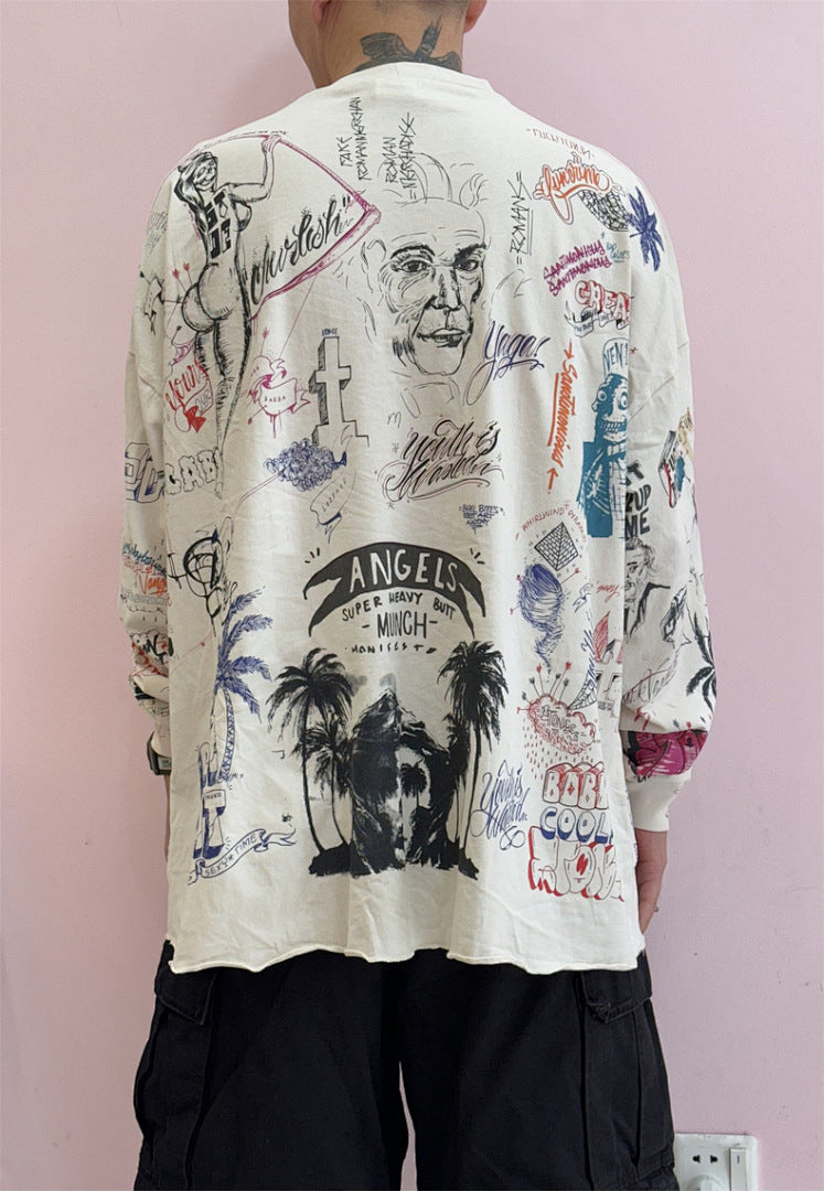 Saint Michael All-Over Doodle & Emblem Graphic Long Sleeve