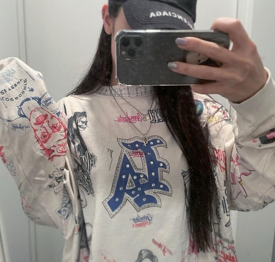 Saint Michael All-Over Doodle & Emblem Graphic Long Sleeve
