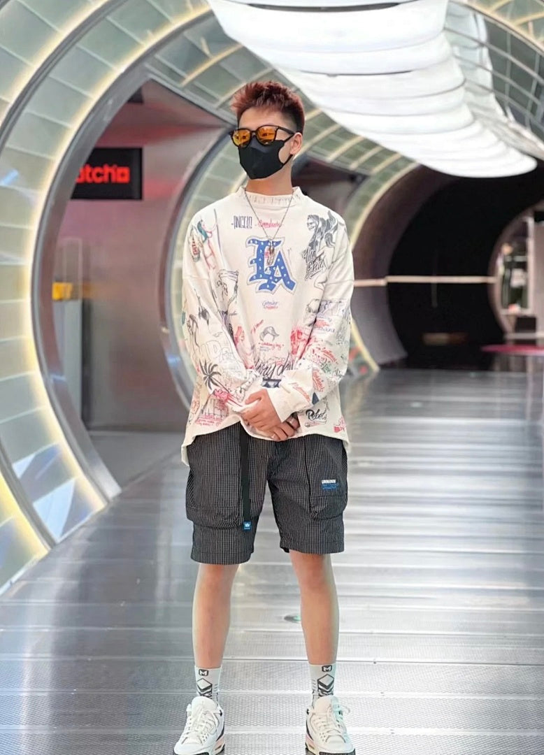 Saint Michael All-Over Doodle & Emblem Graphic Long Sleeve