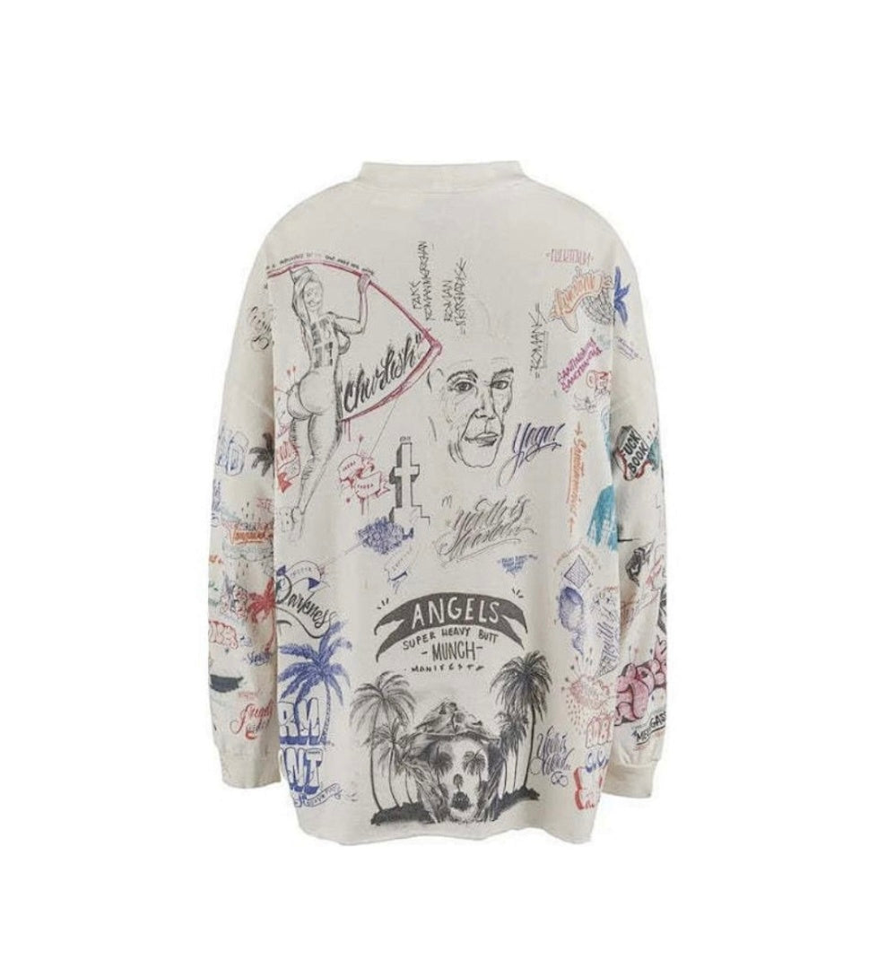 Saint Michael All-Over Doodle & Emblem Graphic Long Sleeve