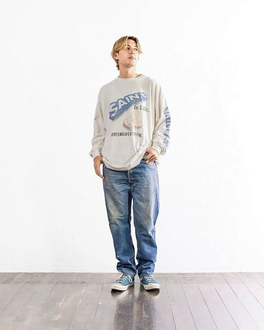 Saint Michael Angel Illustration & Sleeve Script Sweatshirt