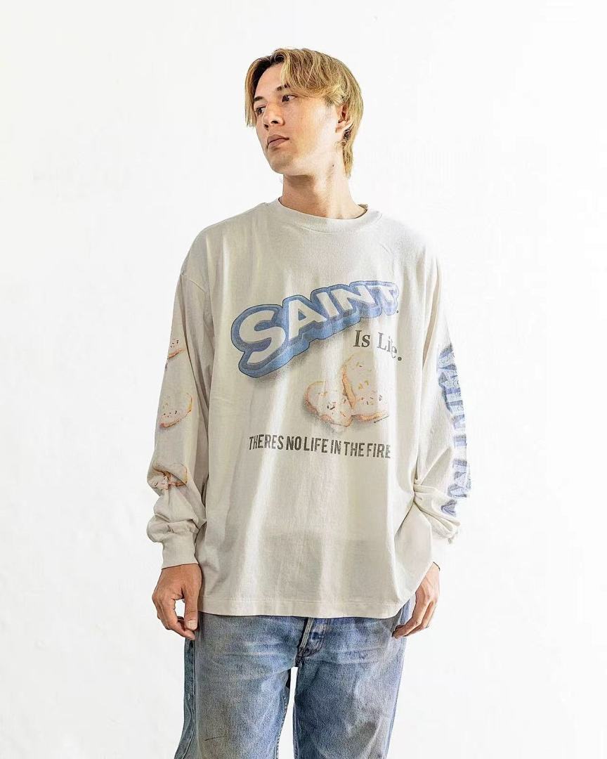 Saint Michael Angel Illustration & Sleeve Script Sweatshirt
