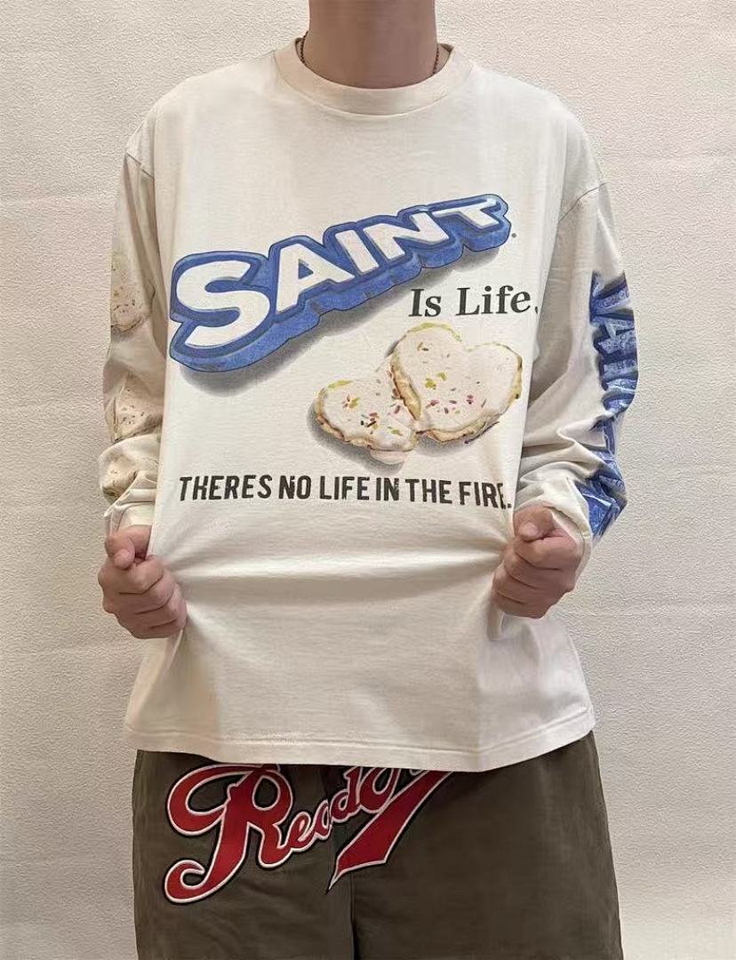 Saint Michael Angel Illustration & Sleeve Script Sweatshirt